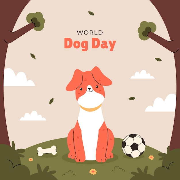 Vector ilustración plana para la celebración del día internacional del perro.