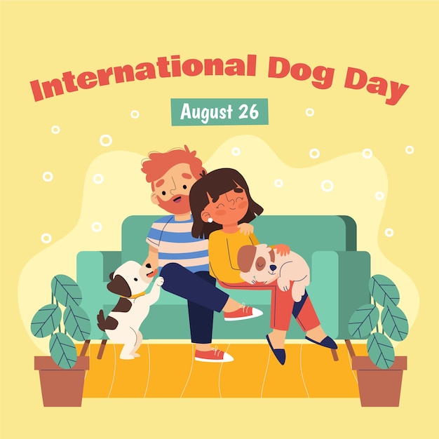 Ilustración plana para la celebración del día internacional del perro.