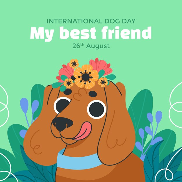 Ilustración plana para la celebración del día internacional del perro.