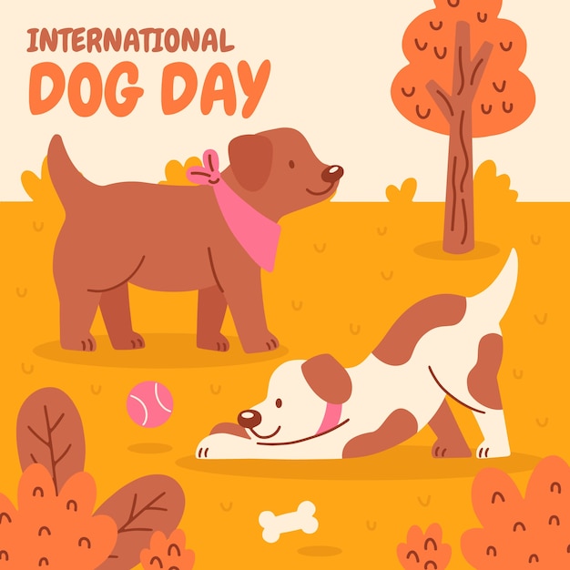 Vector ilustración plana para la celebración del día internacional del perro.