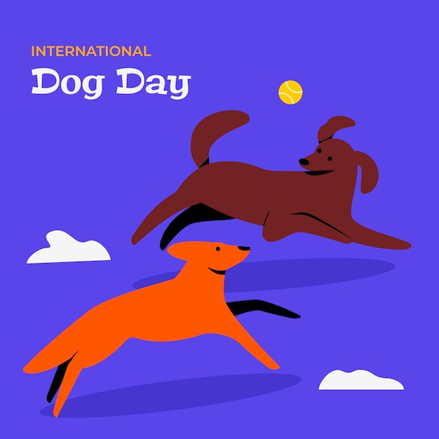 Vector ilustración plana para la celebración del día internacional del perro.