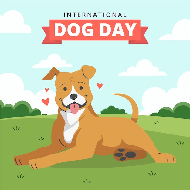 Vector ilustración plana para la celebración del día internacional del perro.