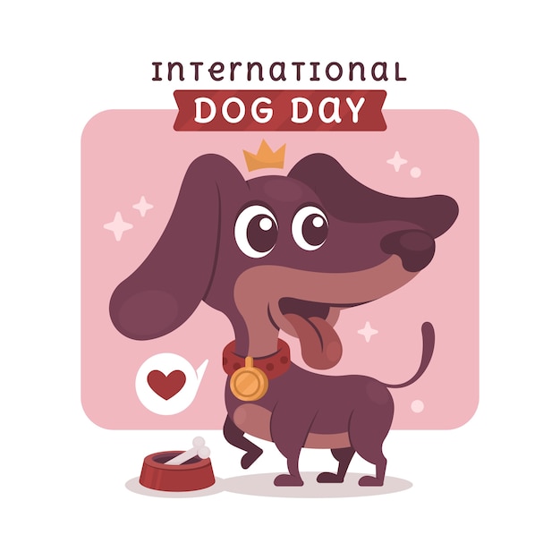 Ilustración plana para la celebración del día internacional del perro