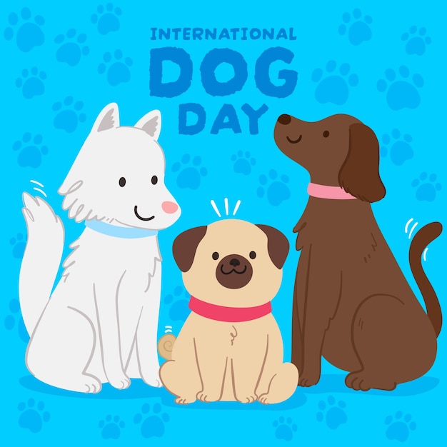 Ilustración plana para la celebración del día internacional del perro.