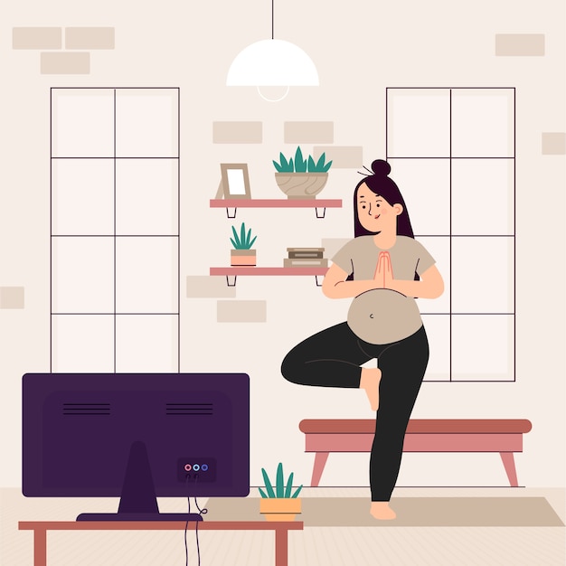 Ilustración plana para la celebración del día internacional del yoga