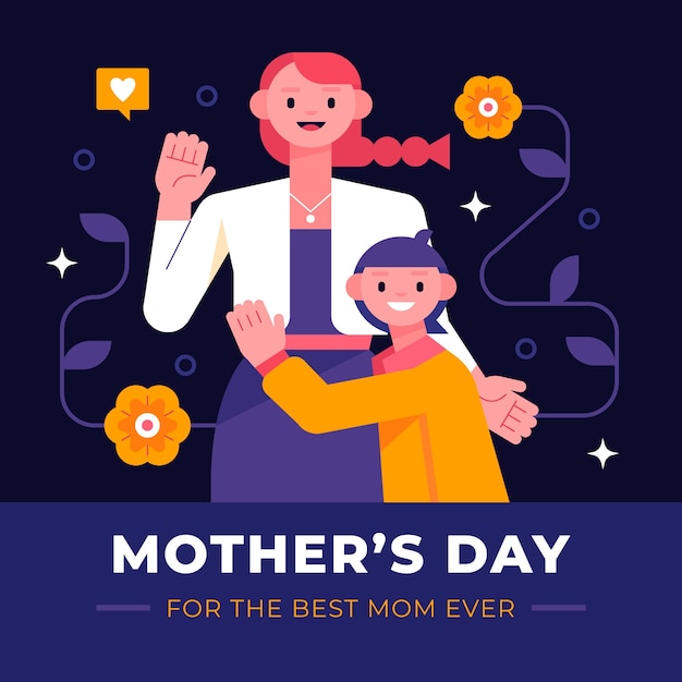 Ilustración plana para la celebración del día de la madre.
