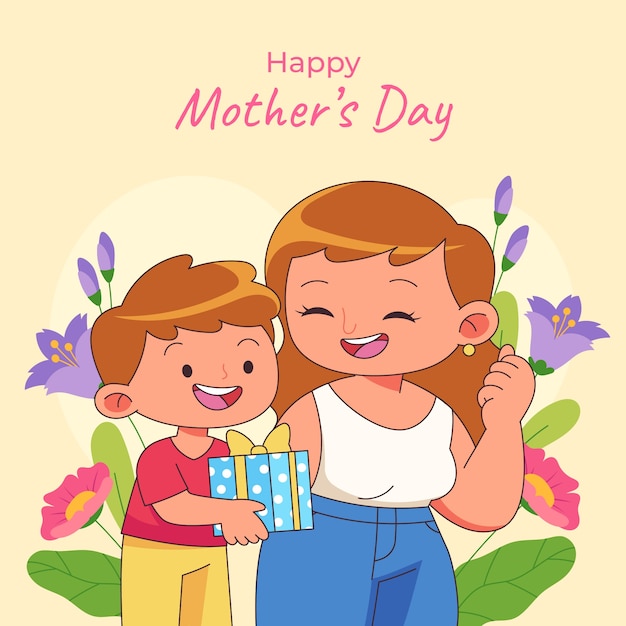 Ilustración plana para la celebración del día de la madre