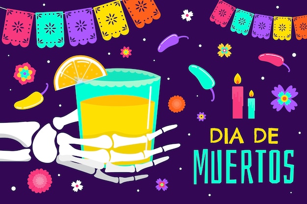 Vector ilustración plana de celebración de dia de muertos