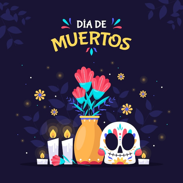 Ilustración plana para la celebración del día de los muertos