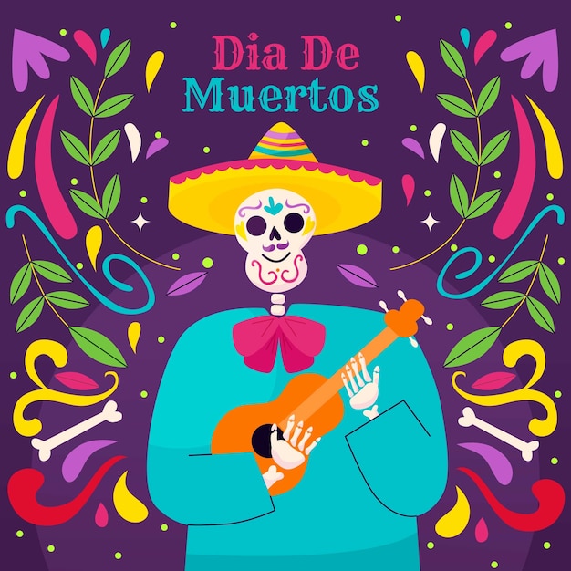 Ilustración plana para la celebración del día de los muertos