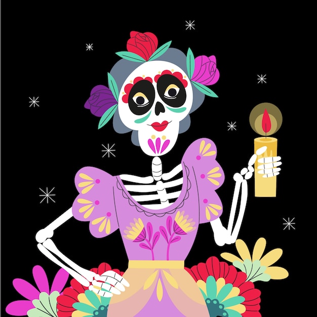 Vector ilustración plana para la celebración del dia de muertos