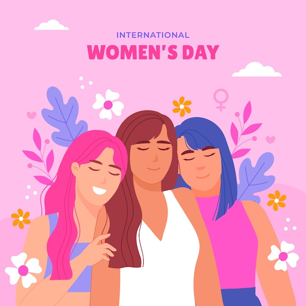 Ilustración plana de celebración del día de la mujer