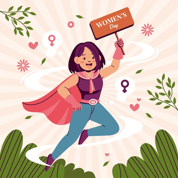 Ilustración plana para la celebración del día de la mujer.