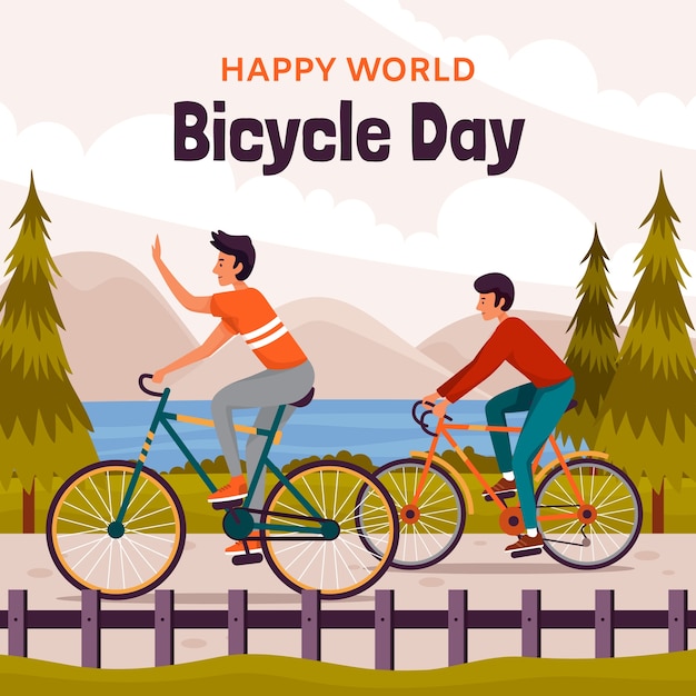 Vector ilustración plana para la celebración del día mundial de la bicicleta