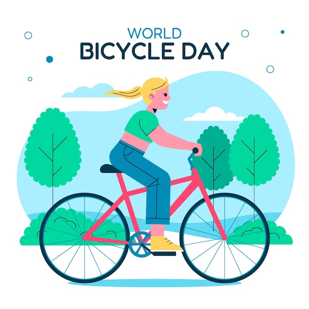 Vector ilustración plana para la celebración del día mundial de la bicicleta