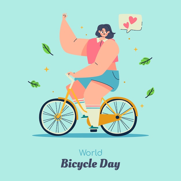 Vector ilustración plana para la celebración del día mundial de la bicicleta