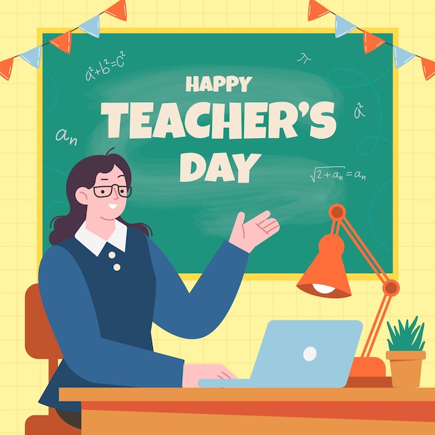 Ilustración plana para la celebración del día mundial del docente.