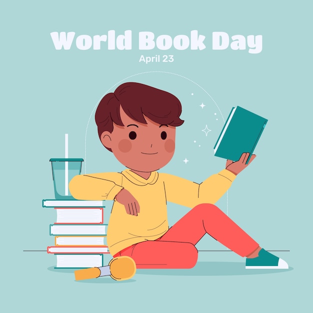 Ilustración plana para la celebración del día mundial del libro