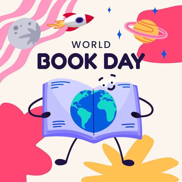 Ilustración plana para la celebración del día mundial del libro