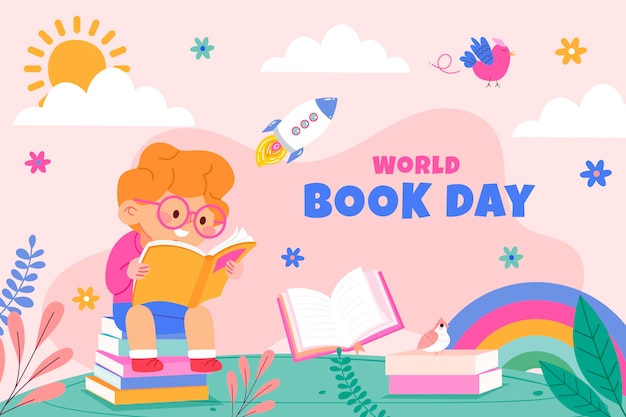 Ilustración plana para la celebración del día mundial del libro