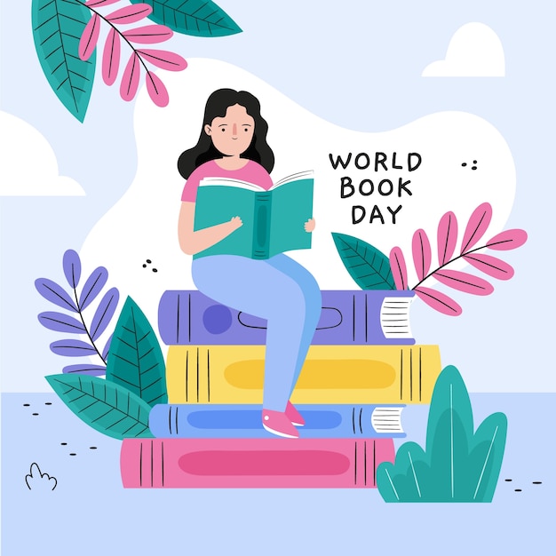 Vector ilustración plana para la celebración del día mundial del libro