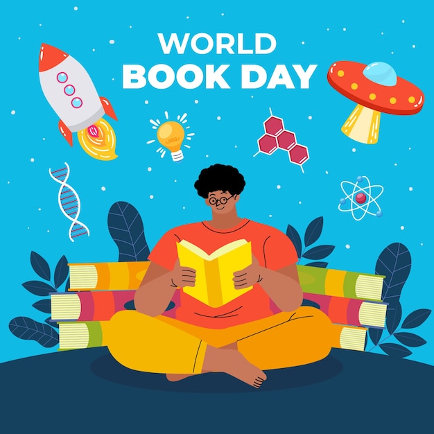 Vector ilustración plana para la celebración del día mundial del libro