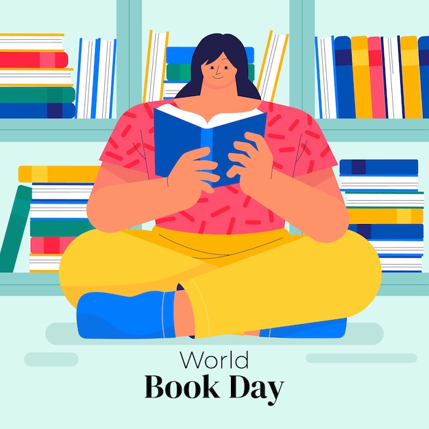 Ilustración plana para la celebración del día mundial del libro