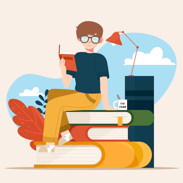 Ilustración plana para la celebración del día mundial del libro