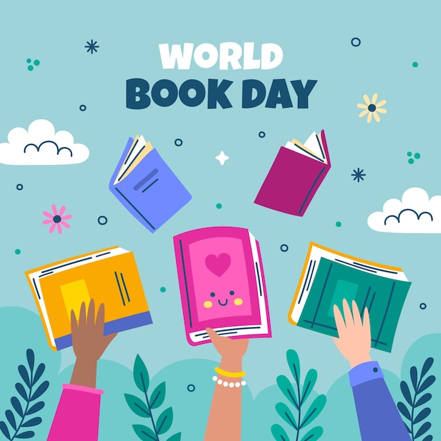 Vector ilustración plana para la celebración del día mundial del libro