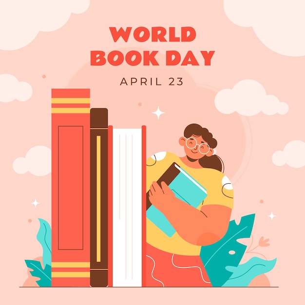 Ilustración plana para la celebración del día mundial del libro