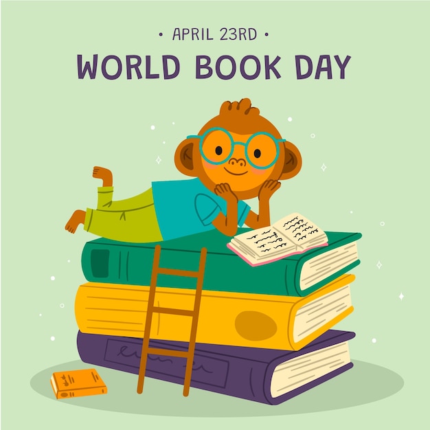 Ilustración plana para la celebración del día mundial del libro
