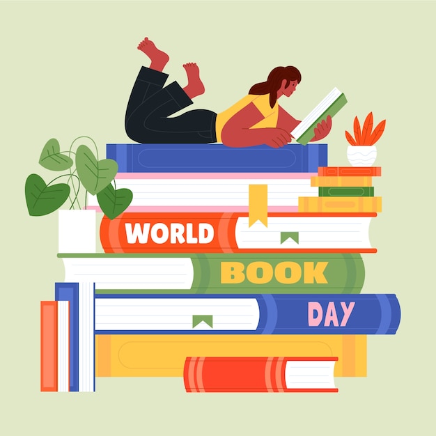 Ilustración plana para la celebración del día mundial del libro