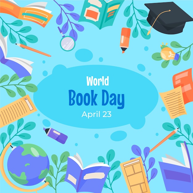 Vector ilustración plana para la celebración del día mundial del libro