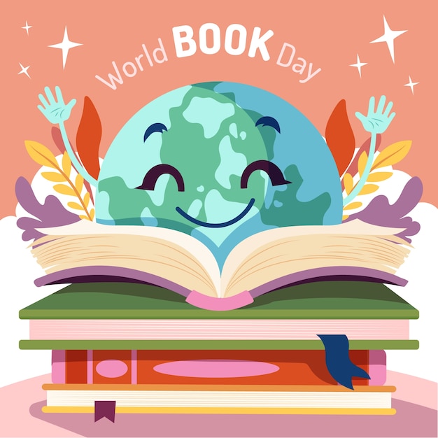 Vector ilustración plana de la celebración del día mundial del libro