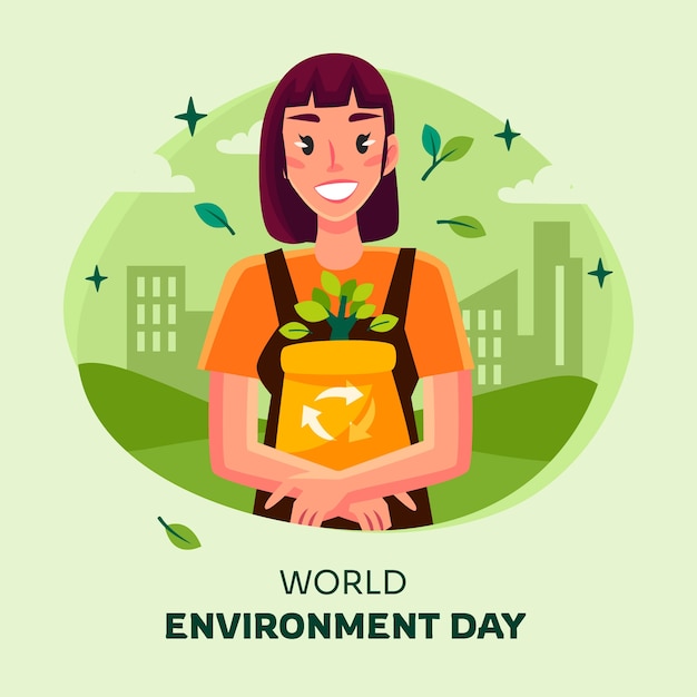 Vector ilustración plana para la celebración del día mundial del medio ambiente