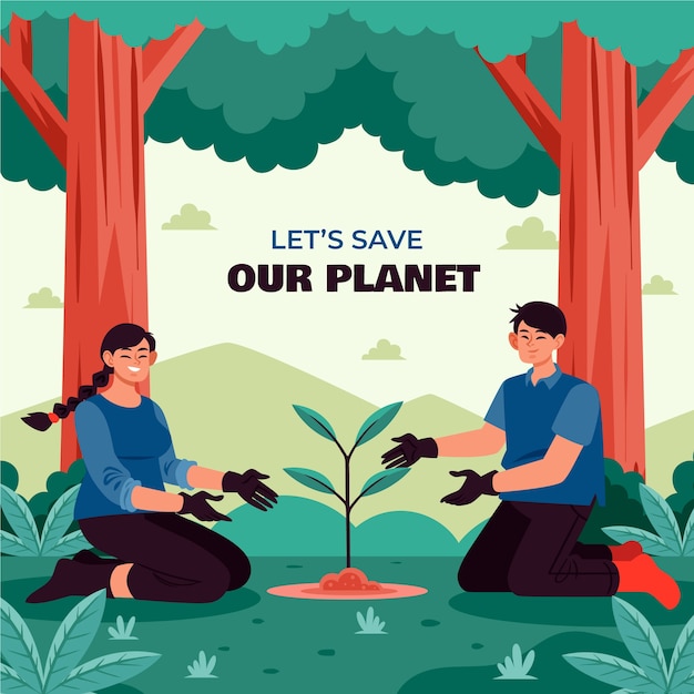 Ilustración plana para la celebración del día mundial del medio ambiente