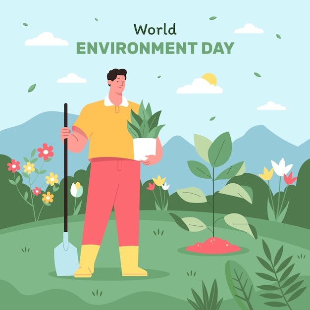 Ilustración plana para la celebración del día mundial del medio ambiente