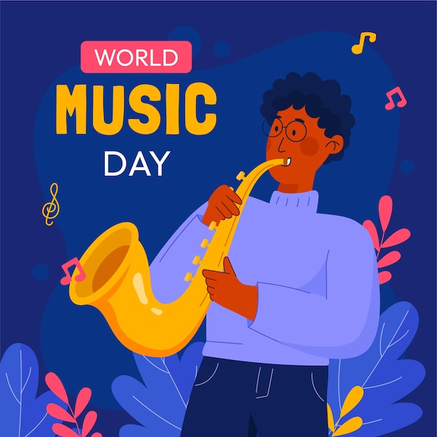 Ilustración plana para la celebración del día mundial de la música