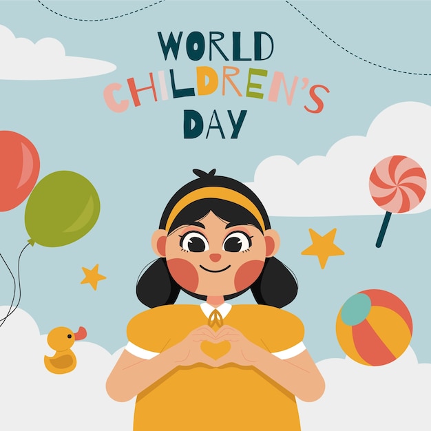 Ilustración plana para la celebración del día mundial del niño.