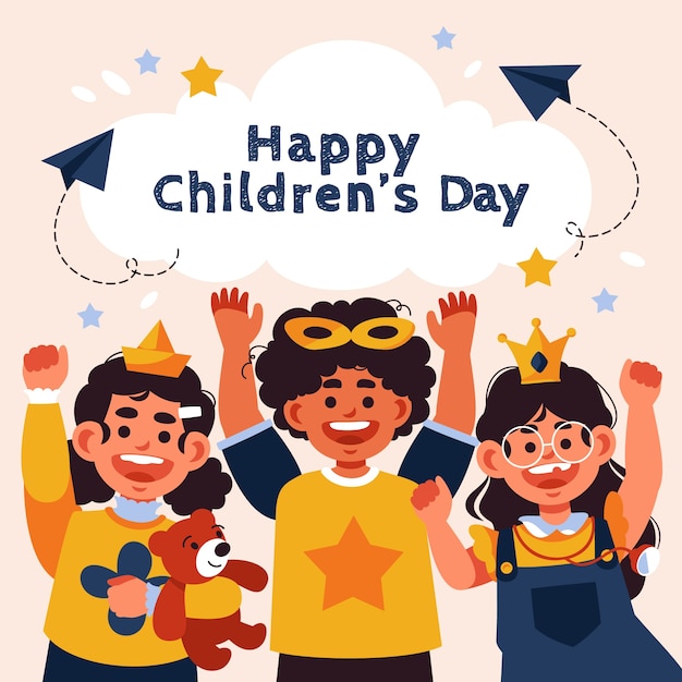 Vector ilustración plana para la celebración del día mundial del niño.