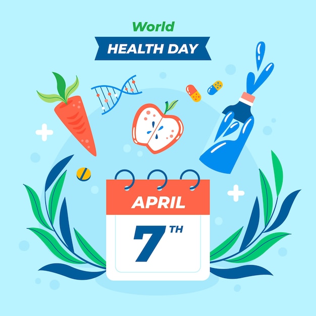 Vector ilustración plana para la celebración del día mundial de la salud