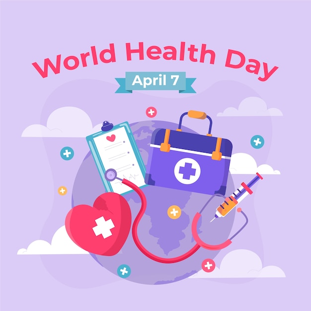 Ilustración plana para la celebración del día mundial de la salud