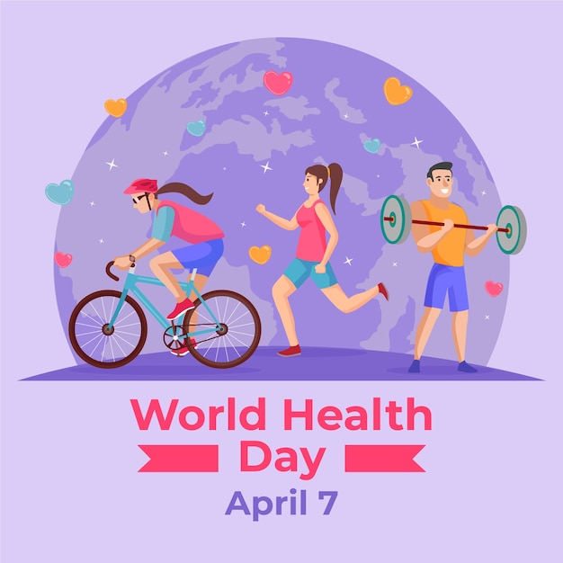 Vector ilustración plana para la celebración del día mundial de la salud