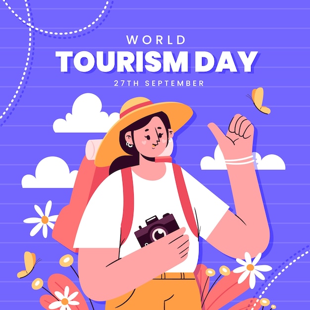 Vector ilustración plana para la celebración del día mundial del turismo.