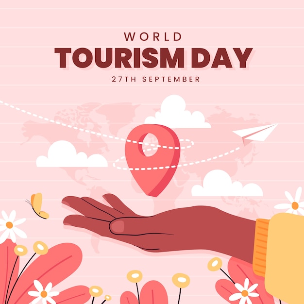 Ilustración plana para la celebración del día mundial del turismo.