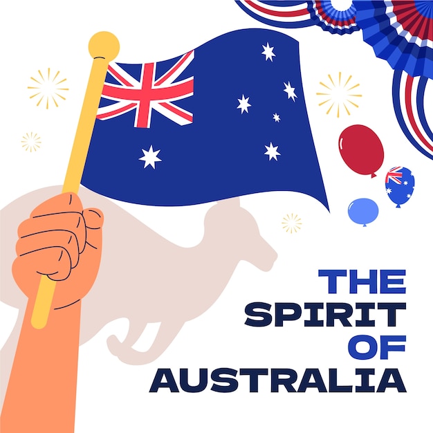Ilustración plana para la celebración del día nacional australiano