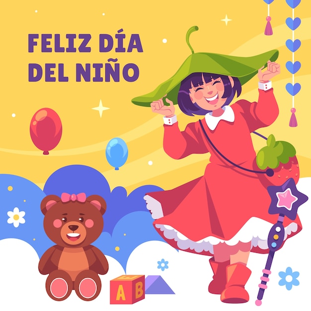 Vector ilustración plana para la celebración del día de los niños en español