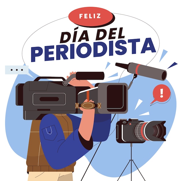 Vector ilustración plana para la celebración del dia del periodista.