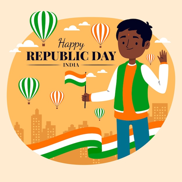 Vector ilustración plana para la celebración del día de la república india