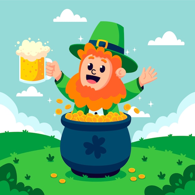 Ilustración plana para la celebración del día de San Patricio.